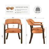LEEMTORIG Faux Leather Dining Chair with Arms, Solid Wood Dining Chair with Supportive Back, Boss Caption's Chairs Office Desk Chairs, Espresso Legs & Orange PU CY-NX173-318OR