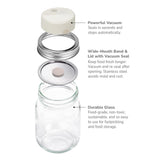 SealVax Mason Jar Vacuum Sealer Kit – Auto-Stop Electric Vacuum Sealer with Reusable Stainless Steel Lids, Compatible with Ball & Kerr Canning Jars.( White Valve )