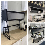 QIUHTR Large Dish Drying Rack for Kitchen Countertop,Over The Sink Dish Drainer Drying Rack Full Set of Accessories,Space Saving Carbon Steel,for Dish/Plate/Cup
