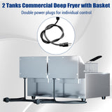 Commercial Deep Fryer with Basket, 12.6 QT Stainless Steel Electric Countertop Fryer with Double Tanks and Temperature Control