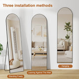 ZHUNFA Full Length Mirror,58" x16,3 in 1Full Length Mirror can Wall Mounted,Standing or Leaning,Full Body Mirrors with Aluminum Alloy Frame,Home Black