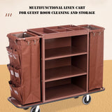 Housekeeping Service Cart with Fabric Bags and Wheels for Hotel Cleaning