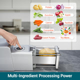 Sopito French Fry Cutter Electric Potato Cutter Stainless Steel with 1/2 & 3/8 Inch Blades for Potatoes, Carrots, Cucumbers & Onions