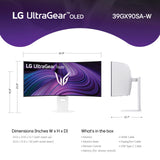LG 39GX90SA-W 39-inch Ultragear WQHD (3440 x 1440) OLED Curved Gaming Monitor 240Hz, 1ms, NVIDIA G-Sync Compatible, AMD FreeSync Premium, VESA DisplayHDR True Black 400, webOS, USB Type-C, White