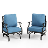 MIXPATIO, 2 Pack, Metal, Patio Rocking Chairs, 5.75" Cushions, Navy Blue