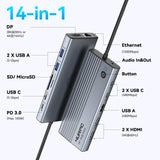 Laptop Docking Station 3 Monitor 4K, 14-in-1 USB C Docking Station
