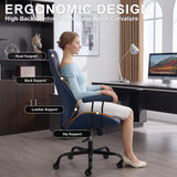 Office Chair with Rubber Wheels, Ergonomic Computer Chair 500 lbs, Leather Desk Chair with Lumbar Support