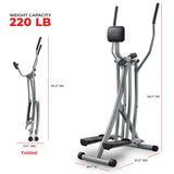 Sunny Health & Fitness Smart Air Walker Elliptical, Low-Impact 30-Inch Stride Home Glider Machine, Senior Cross Trainer for Indoor Cardio Exercise, Free SunnyFit App Bluetooth Connection- SF-E902SMART