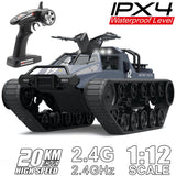 Mostop Remote Control Crawler High Speed Tank Off-Road 4WD RC Car 2.4 Ghz RC Army Truck 1/12 Drift Tank RC Tank for Kids Adults