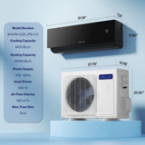 DELLA Umbra 9100 BTU Mini Split Air Conditioner, 20.5 SEER2 115V, Energy Efficient, Cools Up to 400 Sq.Ft, 0.76 Ton Heat Pump, Work with Alexa and Wifi,Ductless Inverter System,Pre-Charged,16.4ft Kit