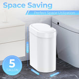 3 Pack 5 Gallon Bathroom Trash Can with Lid, Automatic Motion Sensor White Trash Can
