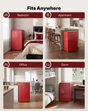 Upstreman 3.2 Cu.Ft Mini Fridge with Freezer, Single Door, Dorm Fridge, Adjustable Thermostat, Refrigerator for Dorm, Office, Bedroom, Red-BR321