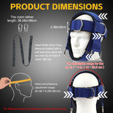 Fitness Neck Head Harness Trainer, Adjustable Chin Strap and Head Harness Strength with Nylon Tether, Neoprene Neck Workout Exerciser for Weight Lifting, Home and Gym Use, Blue