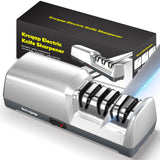 Krcqap Electric Knife Sharpener for Kitchen Knives, Professional 3-Stages with 100% Diamond Abrasive, 15-Degree EdgeSelect Angle & Fast Sharpening, Repair, Restore, Polish