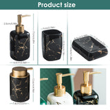 Black and Gold Bathroom Accessories Set, Marble Bathroom Accessories 5 Pieces Ceramic Modern Bathroom Accessories Set with Bathroom Soap and Toothbrush Holder Set, Soap Dispenser, Mouthwash Cups