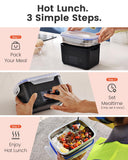 LUNCHGO® G1 – Standard(74 Wh), Smart Electric Heated Lunch Box Food Warmer – Cordless, 5 Cups, Battery Powered, 250°F Max, Scheduled Heating, Perfect for Outdoor Work, On-The-Go Meals (Carbon Black)