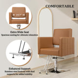 mefeir Camel Barber Chair Hair Salon Chair with Heavy Duty Hydraulic Pump, Square Base, Stainless Steel Footrest,Styling Chair for Beauty Spa Hairdressing Braiding