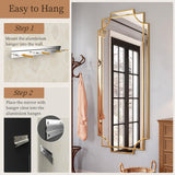 Kelly Miller Large Gold Full Length Mirror for Wall, 60"x30" Full Body Mirror Beveled Scalloped Modern Elegant Home Decor for Bedroom Living Room Bathroom Dressing Room Entryway Hallway