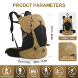 IX INOXTO Hiking Backpack, 26L/40L Waterproof Hiking Daypack with 3L Water Bladder and Rain Cover, Lightweight Travel Camping Backpack for Men Women (Khaki)