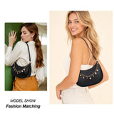 Small Crescent Shoulder Bag for Women, Black