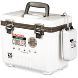 Engel 7.5qt Live Bait Cooler Box with 2nd Gen 2-Speed Aerator Pump - Portable Fishing Station & Minnow Bucket for Shrimp & Other Live Fish with Aerator - ENGLBC7-N in White
