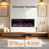 R.W.FLAME 50" Recessed and Wall Mounted Smart Electric Fireplace, Alexa/WiFi Enabled, APP Control with Multiple Sound Modes, Remote Control with Timer, Adjustable Flame Colors and Speed