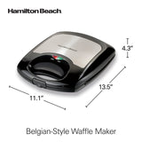 Non-Stick Belgian Waffle Maker with Indicator Lights, Makes 4 4" x 5" Mini Waffles, Hashbrowns Hamilton Beach