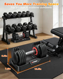 XDDIAS Adjustable Dumbbell Set of 2, 25/55/80LB Dumbbell Set-Fast Adjust Weights Set, 5/10/16 in 1 Free Weights Dumbbells Set with Anti-Slip Metal Handle, Compact Size (25LBS)