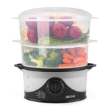 6Qt. 2-Tier Food Steamer, Dishwasher Safe (AFS-140B), Black, 6 Liter AROMA