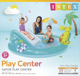 Intex Gator 6.6' x 5.6' x 4" Outdoor Inflatable Kiddie Pool Water Play Swim Center