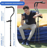 in-Motion Pro Crutches | Foldable Crutches| Crutches for Adults with Ergonomic Handles | Spring Assist Technology | Articulating Tips | Size Tall (5'10" - 7'1") | Charcoal Grey