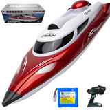 19" Big RC Boat High Speed 35+ KPH Remote Control Boat for Kids and Adults, Outdoor Water Toy Race Ship for Pool Lake With 3000mAh Big Capacity Battery,Water Play Toy Gift Racing Ship with LED Light