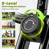 Birdfeel Foldable Exercise Bike, Multifunctional Indoor Stationary Bikes for Home with 8-Level Magnetic Resistance, Quiet Workout Bike with Arm Resistance Bands, LCD Monitor, 300LBS Capacity (Light Green)