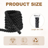 MECCANIXITY Battle Rope 30ft x 2 Inch Polyester Workout Rope Heavy Fitness Exercise Rope for Strength Training Home Gym Muscle Building, Black MECCANIXITY