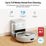 roborock Q7 M5+ Robot Vacuum and Mop, Upgraded from Q5 Max+, Up to 7-9 Weeks Self-Empty, 10000Pa Suction, Dual Anti-Tangle System for Pet Hair & Carpet, PreciSense LiDAR Navigation, App Control, White