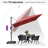 PURPLE LEAF Patio Outdoor Umbrella 9' x 9' Square All-Weather Terra