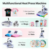 Slendor 8 in 1 Heat Press Machine 15x15 inch 360-Degree Swing Away Digital T Shirt Pressing Machine