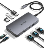 UANTIN Laptop Docking Station 3 Monitors, 8-in-1 USB C Dock with 2 HDMI, DP