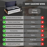GasOne XL Portable Charcoal Grill – 24.5 x 18.5-inch Foldable Barbecue Grill Briefcase with Lid – Lightweight and Compact Charcoal Smoker for Camping, Garden, Beach, Backyard – No Assembly