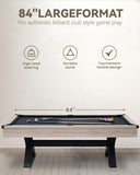 7 FT Pool Table, 84" Billiard Tables with 2 Cue Sticks, Billiard Balls, Cues, Cleaning Brush, X-Legs