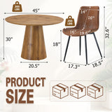 Vohuai 45" Round Dining Table Set for 4, 5-Piece Dining Table Set