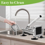 Commercial French Fry Cutter, Heavy Duty Potato Slicer with 3/8 and 1/4Inch Blade, Stainless Steel KSIFJRTO