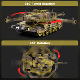 Supdex 1/24 RC Tank -2.4Ghz Remote Control Army Tank with 360°Rotating Turret, Auto Demo, Sound & Smoke & Light, Military Vehicles Model Gift for Boys 6-8