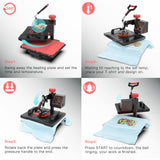 Heat Press Machine 5 in 1 Combo Heat Press 12 x 15 Inch Heat Transfer Machine 360-Degree Swing Away Digital Shirt Printing
