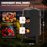 GRiliFE 16" Charcoal Smoker, 3 in 1 Heavy Duty Vertical Barbecue Grill, Outdoor Fire Pit 402 Square Inches Cooking Area, Versatile Outdoor Smoker Grill, Black