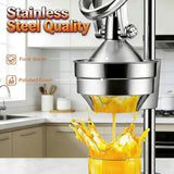 Citrus Juicer Manual Juicer Press - Professional Heavy Duty Cold Press Fruit Extractor for Pomegranate, Citrus, Lemon, Orange - Easy to Clean Stainless Steel Construction