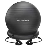 Trideer Exercise Ball Chair with Base & Resistance Bands for Home Gym, Stability Ball Seat for Core Workout and Back Support