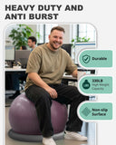 Trideer Yoga Ball Chair with Base for Office Desk, Exercise & Stability Ball Seat, Pilates Ball for Core Training, Pregnancy Ball for Comfort, Back Pain Relief & Active Sitting