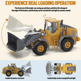 KIDMARKT Metal RC Wheel Loader Toy | 9-Channel Remote Control Construction Truck with Realistic Lights & Sounds, 1:20 Scale Rechargeable Vehicle for Boys Ages 3-12, STEM Engineering Gift for Kids 2025