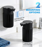 RYTOXILO Automatic Soap Dispenser Touchless, 2 Pack Black Auto Soap Dispensers for Bathroom and Kitchen, 12 Fl Oz Ribbed Plastic Electric Hands Free Dish Liquid Dispenser Wall Mount